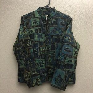 Coldwater Creek Women’s Zip-Up Floral Quilt Embroidered Jacket Petite Medium